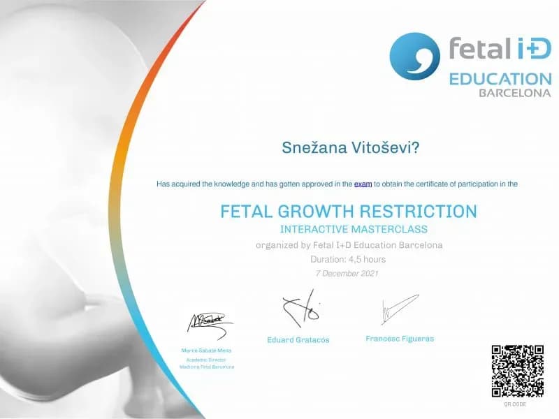 dr. Snješka Vitošević – certifikat 14